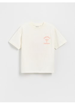 Reserved - Bawełniany t-shirt z nadrukiem - biały ze sklepu Reserved w kategorii T-shirty chłopięce - zdjęcie 181914922