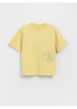 Reserved - Bawełniany t-shirt z nadrukiem - kremowy ze sklepu Reserved w kategorii T-shirty chłopięce - zdjęcie 181914924