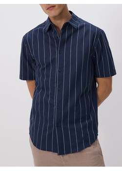 Reserved - Koszula slim fit z lnem - granatowy ze sklepu Reserved w kategorii Koszule męskie - zdjęcie 181916850