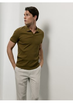 Reserved - Koszulka polo slim - oliwkowy ze sklepu Reserved w kategorii T-shirty męskie - zdjęcie 181916983
