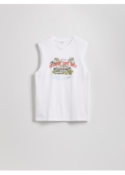 Reserved - Bawełniany tank top - biały ze sklepu Reserved w kategorii T-shirty męskie - zdjęcie 181918620
