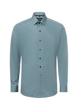 Finshley & Harding Męska koszula biznesowa - Easy Care Mężczyźni Modern Fit Bawełna seledynowy wypukły wzór tkaniny ze sklepu vangraaf w kategorii Koszule męskie - zdjęcie 181919601