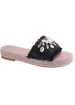 Czarne klapki na niskiej platformie /E2-2 17674 G289/ ze sklepu Pantofelek24.pl w kategorii Espadryle damskie - zdjęcie 181920121