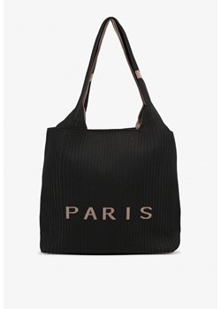 Czarna Torebka Shopperka z Ozdobnymi Tłoczeniami Salunetia ze sklepu born2be.pl w kategorii Torby Shopper bag - zdjęcie 181922372