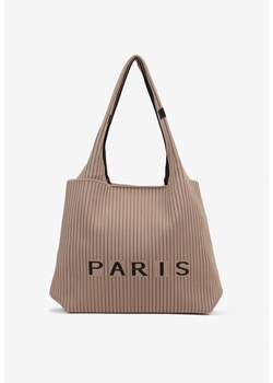Beżowa Torebka Shopperka z Ozdobnymi Tłoczeniami Salunetia ze sklepu born2be.pl w kategorii Torby Shopper bag - zdjęcie 181922381