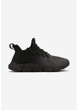 Szaro-Czarne Wsuwane Buty Sportowe Sneakersy z Siateczki na Tłoczonej Podeszwie Salafina ze sklepu born2be.pl w kategorii Buty sportowe męskie - zdjęcie 181922492