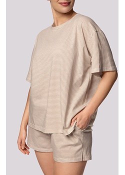 Mona bawełniana piżama damska ecru plus size Stripe Short Sleeve, Kolor ecru, Rozmiar 2XL, Mona ze sklepu Intymna w kategorii Piżamy damskie - zdjęcie 181932114