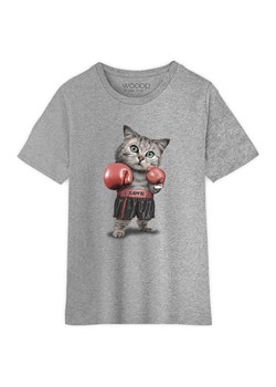 WOOOP Koszulka &quot;Boxing cat&quot; w kolorze szarym ze sklepu Limango Polska w kategorii Bluzki dziewczęce - zdjęcie 181932412