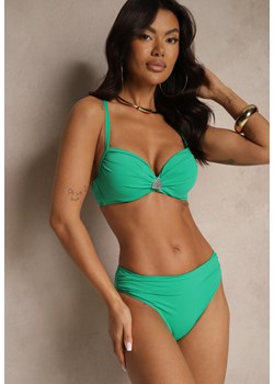 Zielone Bikini Majtki Figi Biustonosz z Trójkątną Aplikacją Natizeria ze sklepu renee.pl w kategorii Stroje kąpielowe - zdjęcie 181937763