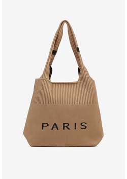 Brązowa Trapezowa Torebka Typu Shopper z Ozdobnym Napisem Salirenia ze sklepu renee.pl w kategorii Torby Shopper bag - zdjęcie 181938060