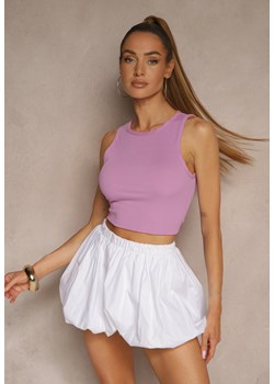 Jasnofioletowy Crop Top z Prążkowanego Materiału Nevonessa ze sklepu renee.pl w kategorii Bluzki damskie - zdjęcie 181938783
