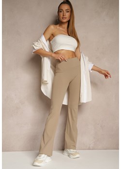 Beżowe Legginsy Dzwony High Waist Orruvana ze sklepu renee.pl w kategorii Spodnie damskie - zdjęcie 181938911