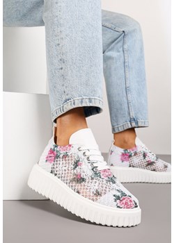 Biało-Różowe Sneakersy Vices na Platformie z Ażurową Cholewką Lumerise ze sklepu renee.pl w kategorii Buty sportowe damskie - zdjęcie 181939314