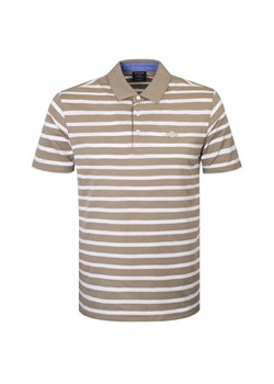Koszulka Polo - Męska - Pako Jeans - Beżowa w Biały Prążek TSPJNSpoloHASIMIbz ze sklepu JegoSzafa.pl w kategorii T-shirty męskie - zdjęcie 181940480