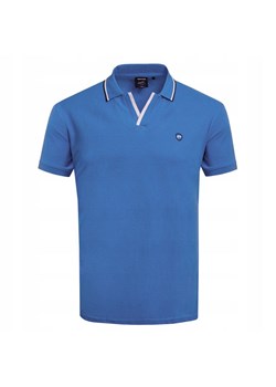 Koszulka Polo - Męska - Pako Jeans - Niebieska, Dekolt Bez Guzików TSPJNSpoloGALIUMnb ze sklepu JegoSzafa.pl w kategorii T-shirty męskie - zdjęcie 181940523