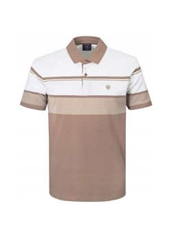 Koszulka Polo - Męska - Pako Jeans - Odcienie Beżów, Pasy TSPJNSpoloLIVERMObz ze sklepu JegoSzafa.pl w kategorii T-shirty męskie - zdjęcie 181940534