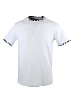 Męski T-Shirt, Dekolt z Guzikami - Pako Jeans - Biały Kolor TSPJNSmorlyBI ze sklepu JegoSzafa.pl w kategorii T-shirty męskie - zdjęcie 181940572