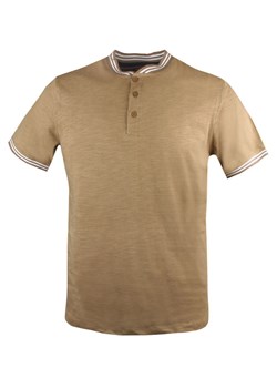 Męski T-Shirt, Dekolt z Guzikami - Pako Jeans - Kolor Beżowy TSPJNSmorlyBZ ze sklepu JegoSzafa.pl w kategorii T-shirty męskie - zdjęcie 181940591