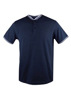 Męski T-Shirt, Dekolt z Guzikami - Pako Jeans - Kolor Granatowy TSPJNSmorlyGR ze sklepu JegoSzafa.pl w kategorii T-shirty męskie - zdjęcie 181940594