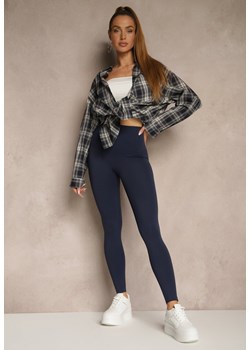 Granatowe Basicowe Legginsy High Waist Tofelia ze sklepu renee.pl w kategorii Spodnie damskie - zdjęcie 181942893