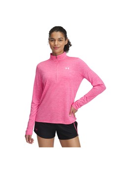 Damski longsleeve treningowy Under Armour Tech 1/2 Zip- Twist - różowy ze sklepu Sportstylestory.com w kategorii Bluzki damskie - zdjęcie 181944083