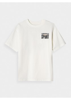Chłopięcy t-shirt z nadrukiem 4F 4FJRSS25TTSHM2567 - biały ze sklepu Sportstylestory.com w kategorii T-shirty chłopięce - zdjęcie 181944170