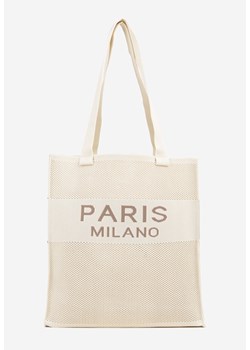 Beżowa Torebka Shopperka z Tłoczonej Tkaniny Salarea ze sklepu born2be.pl w kategorii Torby Shopper bag - zdjęcie 181947552