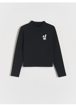 Reserved - Koszulka z haftem - czarny ze sklepu Reserved w kategorii Bluzki dziewczęce - zdjęcie 181950551