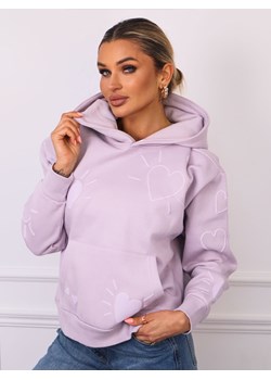BLUZA OVERSIZE W SERCA Z KAPTUREM- FIOLETOWA ze sklepu olika.com.pl w kategorii Bluzy damskie - zdjęcie 181952690