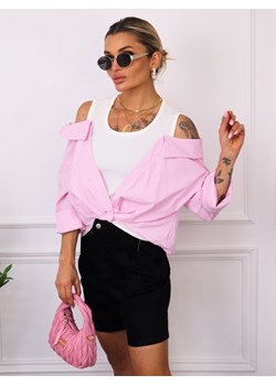 TOP Z KOSZULĄ W PASKI OVERSIZE- RÓŻOWY ze sklepu olika.com.pl w kategorii Bluzy damskie - zdjęcie 181952991