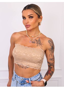 TOP KORONKOWY BANDEAU BEZ RAMIĄCZEK- BEŻOWY ze sklepu olika.com.pl w kategorii Bluzki damskie - zdjęcie 181953141