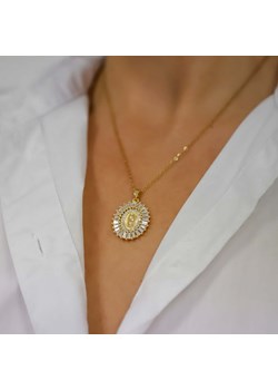 Medalik łańcuszek zloty z wizerunkiem Matki Boskiej cyrkonie stal chirurgiczna ze sklepu otien.com w kategorii Naszyjniki - zdjęcie 181953220