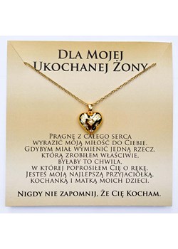 Naszyjnik z dedykacją dla Żony od Męża złoty celebrytka serce z cyrkoniami ze stali chirurgicznej ze sklepu otien.com w kategorii Naszyjniki - zdjęcie 181953244