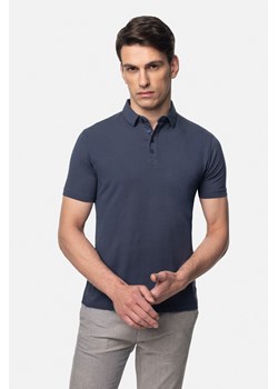 KOSZULKA POLO LIERMO GRANATOWA 0001 Z BAWEŁNY TYPU JERSEY ze sklepu Recman w kategorii T-shirty męskie - zdjęcie 181953341