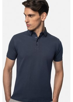 KOSZULKA POLO LIERMO GRANATOWA 0001 Z BAWEŁNY TYPU JERSEY ze sklepu Recman w kategorii T-shirty męskie - zdjęcie 181953342