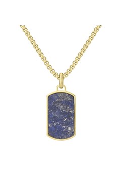 Elegancki nieśmiertelnik męski złoty wisiorek z niebieskim lapisem lazuli na łańcuszku ze sklepu manoki.pl w kategorii Naszyjniki męskie - zdjęcie 181953834