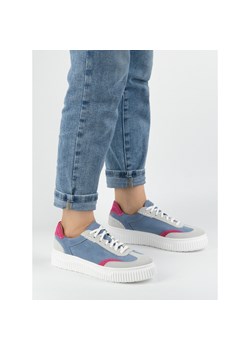 Damskie sneakersy skórzane na platformie N1202S4 niebieskie ze sklepu butyolivier w kategorii Półbuty damskie - zdjęcie 181954933