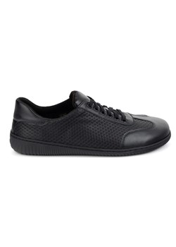 WASAK Buty męskie barefoot minimalistyczne skórzane 0742WK czarny tłoczony na czarnym spodzie czarne ze sklepu ButyModne.pl w kategorii Półbuty męskie - zdjęcie 181955343