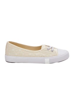 Tenisówki Trampki Damskie Z Haftem Lee Cooper LCW-25-31-3445L Beżowe beżowy ze sklepu ButyModne.pl w kategorii Trampki damskie - zdjęcie 181955380