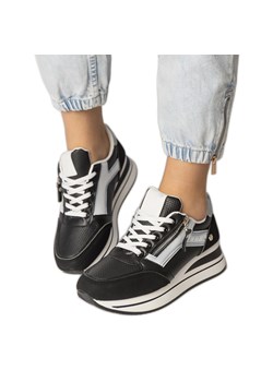 Czarne sneakersy sportowe zdobione suwakiem ze sklepu ButyModne.pl w kategorii Buty sportowe damskie - zdjęcie 181955631