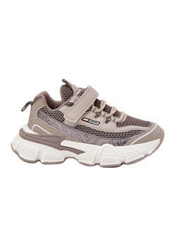 Sneakersy Buty Sportowe Dziecięce Na Rzep Khaki beżowy ze sklepu ButyModne.pl w kategorii Buty sportowe dziecięce - zdjęcie 181955703
