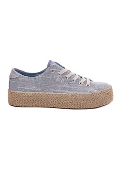 Trampki Damskie Na Platformie Z Plecionką Lee Cooper LCW-25-02-3283 Niebieskie ze sklepu ButyModne.pl w kategorii Trampki damskie - zdjęcie 181955893