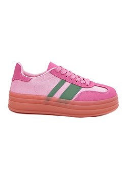 Niskie Sneakersy Na Platformie Różowe ze sklepu ButyModne.pl w kategorii Buty sportowe damskie - zdjęcie 181955933