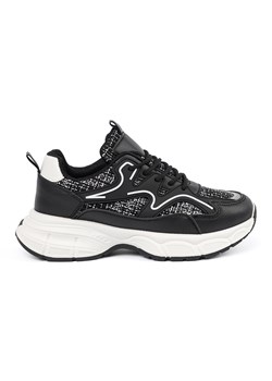 Shelvt Czarne sneakersy damskie z ozdobnymi wstawkami ze sklepu ButyModne.pl w kategorii Buty sportowe damskie - zdjęcie 181956100