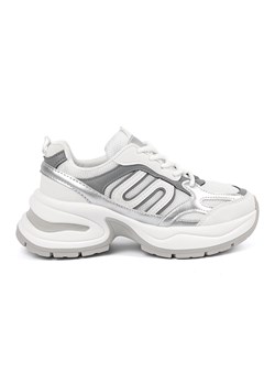 Shelvt Białe damskie sneakersy ze srebrnymi wstawkami ze sklepu ButyModne.pl w kategorii Buty sportowe damskie - zdjęcie 181956103