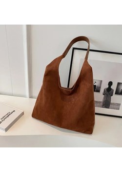 Zamszowa torebka na ramię - Brązowy ze sklepu Intimica.pl w kategorii Torby Shopper bag - zdjęcie 181960311
