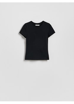Reserved - Bawełniany t-shirt slim fit - czarny ze sklepu Reserved w kategorii Bluzki damskie - zdjęcie 181966892
