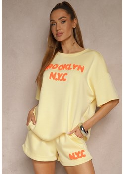 Żółty Komplet z Wiskozą o Fasonie Oversize T-shirt i Szorty Lirafina ze sklepu renee.pl w kategorii Komplety i garnitury damskie - zdjęcie 181968380