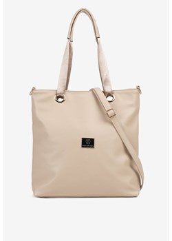 Beżowa Torebka Shopperka z Metalicznymi Wstawkami Lanastiela ze sklepu born2be.pl w kategorii Torby Shopper bag - zdjęcie 181968432