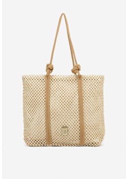 Beżowa Pleciona Torebka Shopperka Revine ze sklepu born2be.pl w kategorii Torby Shopper bag - zdjęcie 181968544